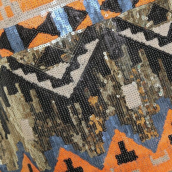 Nasty Gal Sequin Party Sleeveless Sequins Aztec Geometric Multicolor Mini Dress - Picture 11 of 11